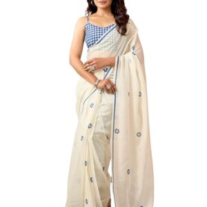 SIRIL Women's Chanderi Cotton Printed Ready To Wear with Pocket Saree with Unstitched Blouse Piece